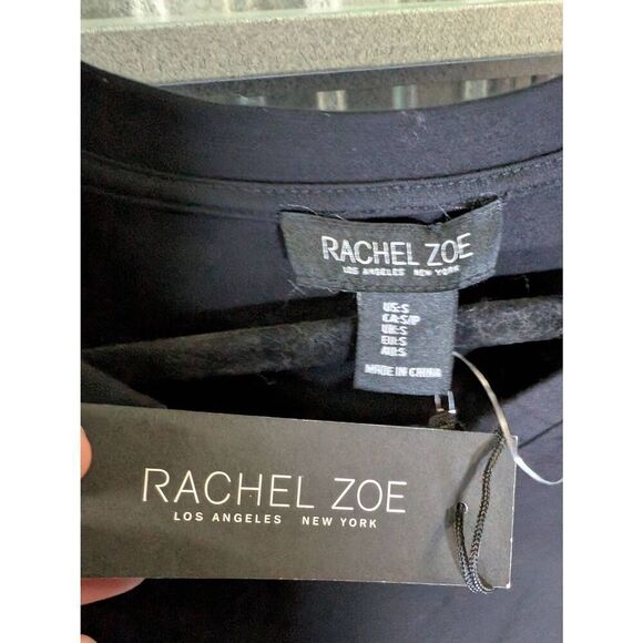 NWT Rachel Zoe Black Presley Sequin Sleeve V-Neck  Sweater Women's Small - Picture 2 of 5